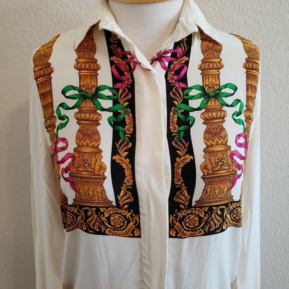 Vtg Francesca Of Damon Column 100% Silk Blouse S - Picture 2 of 8